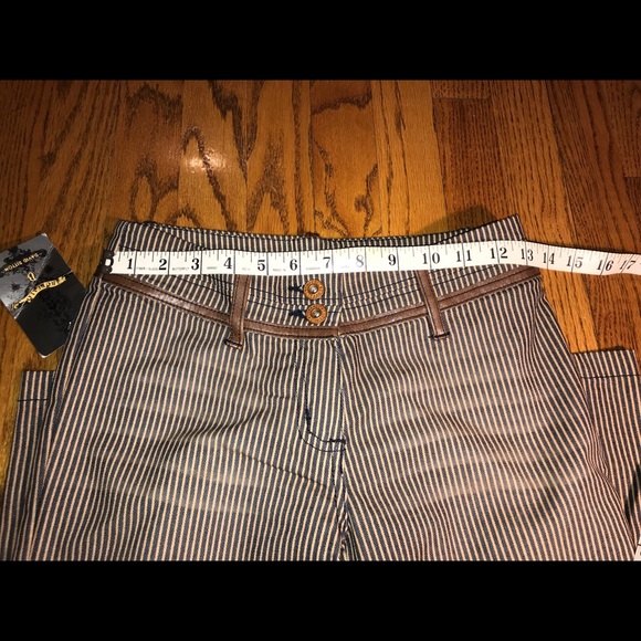 Buffalo Striped Denim Leather Trim Pants Jeans - Picture 6 of 6